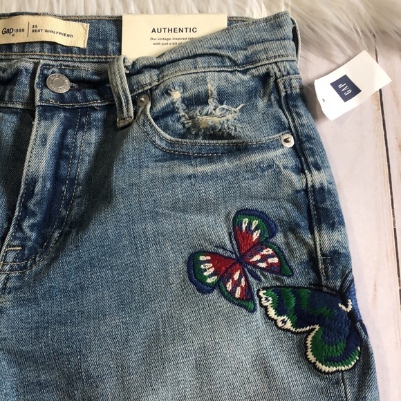 Gap butterfly embroidered jeans size 25 NWT - Picture 5 of 12